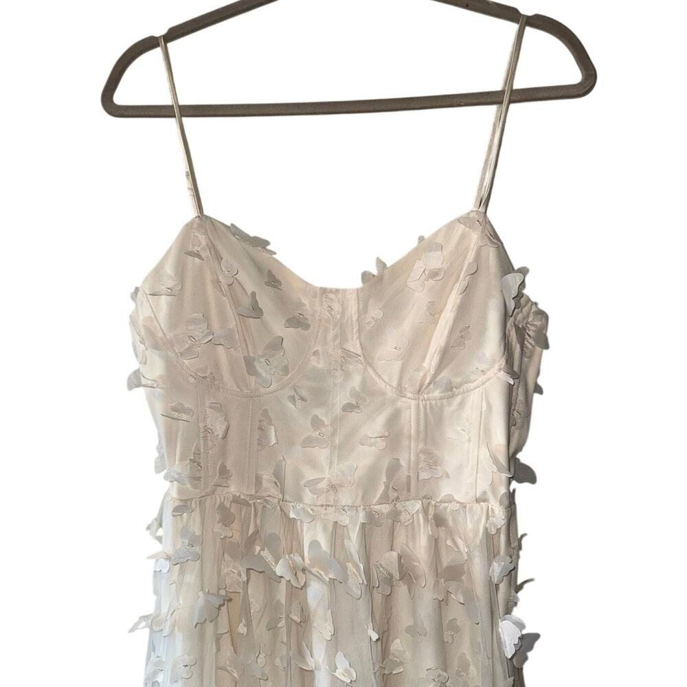 NWT NATASHA BUTTERFLY MESH LACE UP MIDI DRESS - CREAM SIZE SMALL BRIDAL WEDDING - Picture 6 of 9